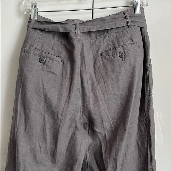TAHARI Gray Women's High Waist Straight Leg Linen Trousers, Size 10 - Picture 10 of 13
